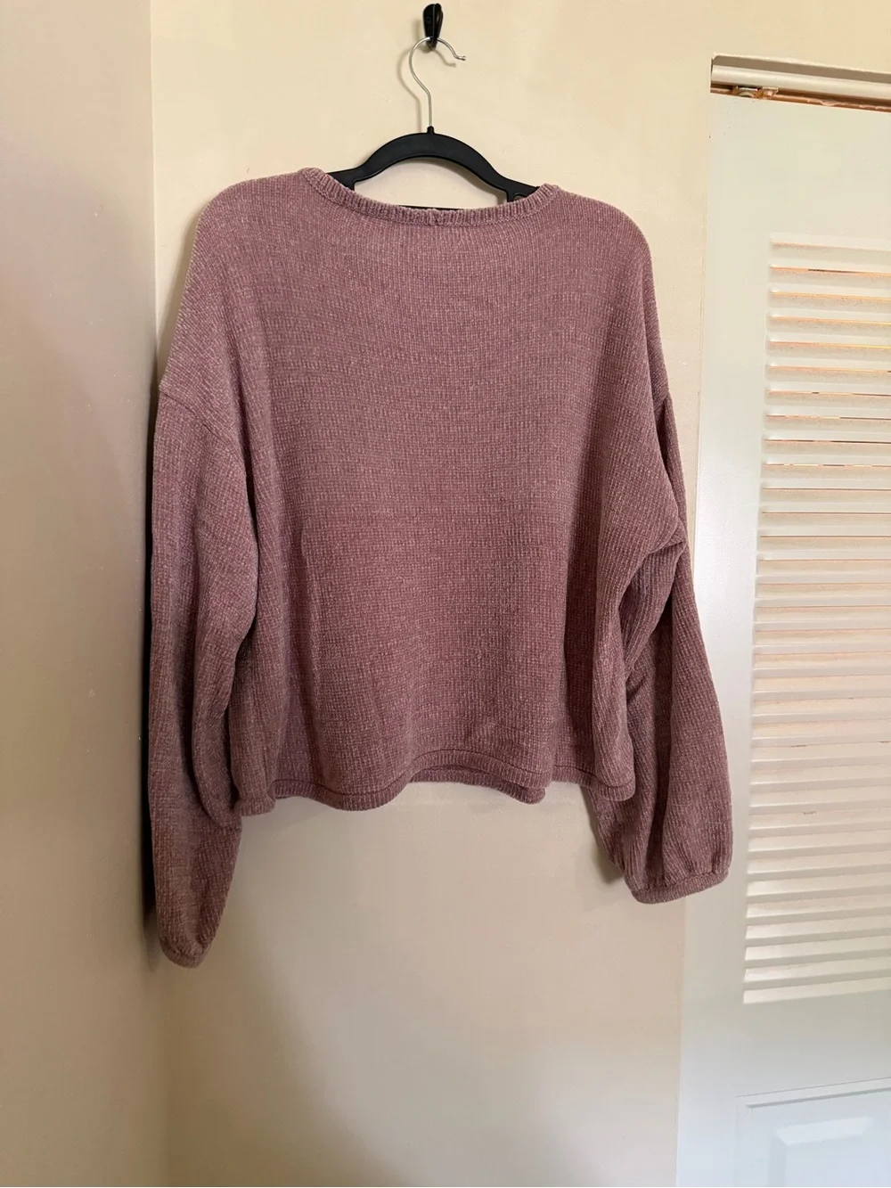 American Eagle Outfitters Dusty Mauve Chenille Crewneck Sweater
